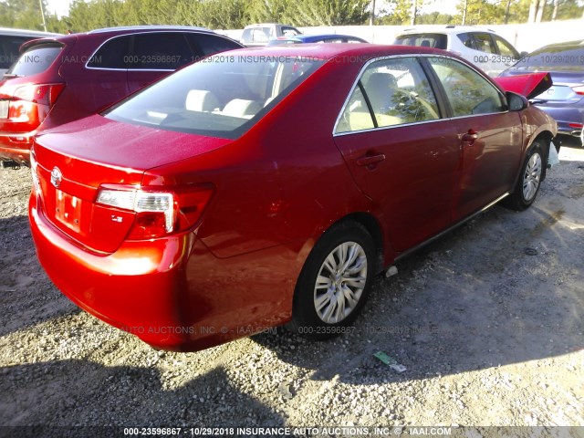 4T1BF1FK3EU868754 - 2014 TOYOTA CAMRY L/SE/LE/XLE RED photo 4