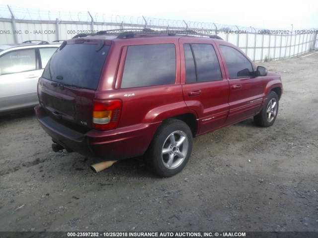 1J4GW58N51C730135 - 2001 JEEP GRAND CHEROKEE LIMITED RED photo 4