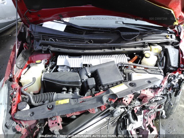 JTDKN3DU4A0047168 - 2010 TOYOTA PRIUS RED photo 10