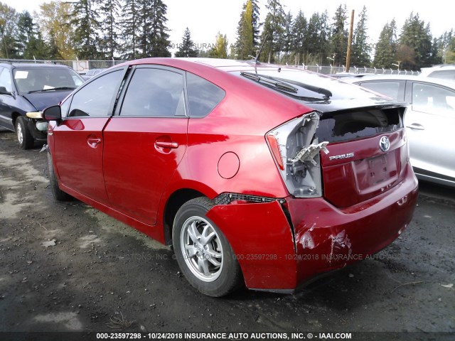 JTDKN3DU4A0047168 - 2010 TOYOTA PRIUS RED photo 3