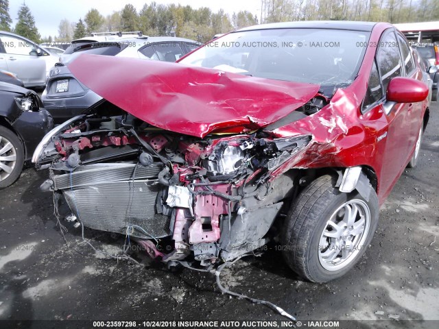 JTDKN3DU4A0047168 - 2010 TOYOTA PRIUS RED photo 6