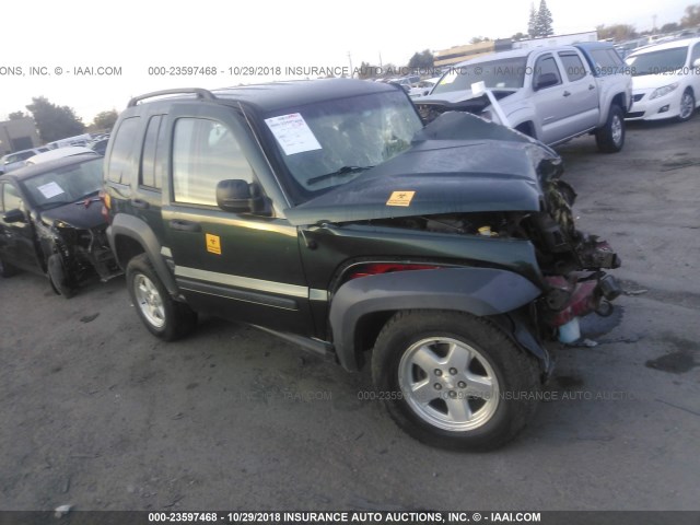 1J4GL48526W213903 - 2006 JEEP LIBERTY SPORT GREEN photo 1