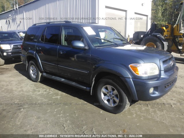 5TDBT44A15S253875 - 2005 TOYOTA SEQUOIA SR5 BLUE photo 1