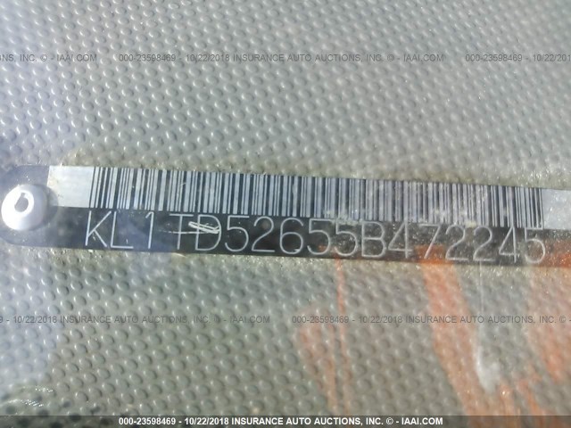 KL1TD52655B472245 - 2005 CHEVROLET AVEO LS BLUE photo 9