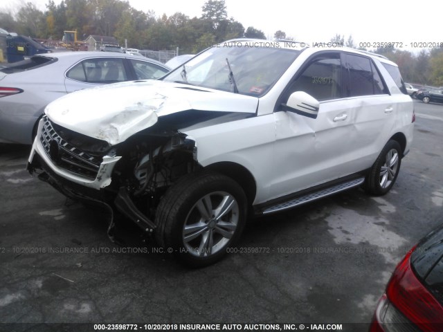 4JGDA5HBXEA399840 - 2014 MERCEDES-BENZ ML 350 4MATIC WHITE photo 2