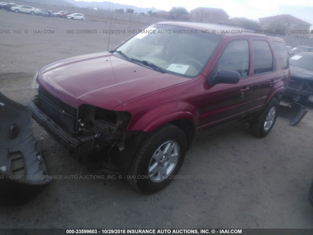 1FMCU04187KA50823 - 2007 FORD ESCAPE LIMITED RED photo 2