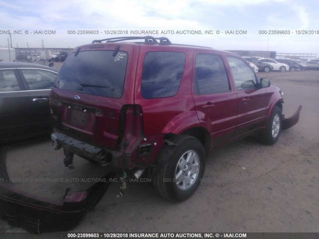 1FMCU04187KA50823 - 2007 FORD ESCAPE LIMITED RED photo 4