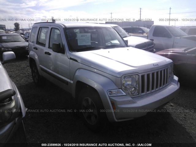 1J8GN28KX8W105695 - 2008 JEEP LIBERTY SPORT SILVER photo 1