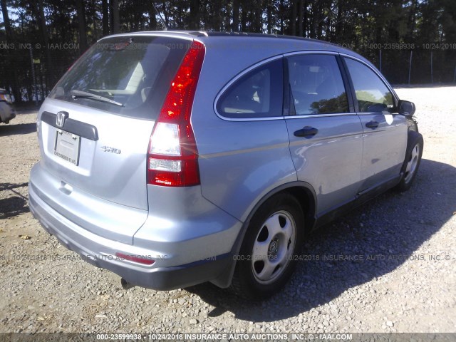 5J6RE4H30BL005046 - 2011 HONDA CR-V LX BLUE photo 4