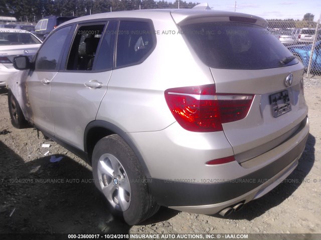 5UXWX5C5XBL714681 - 2011 BMW X3 XDRIVE28I BEIGE photo 3