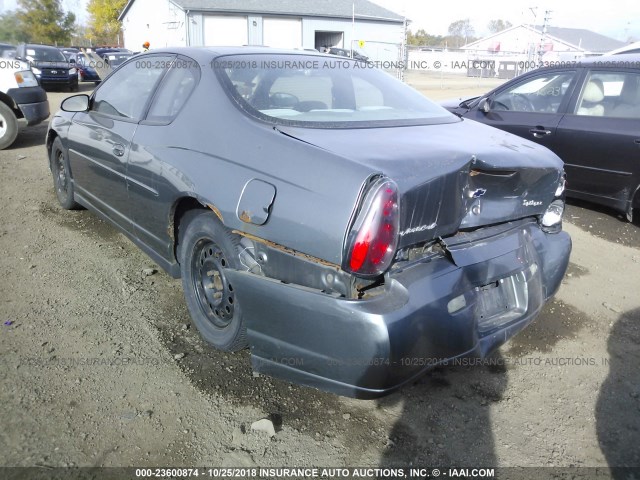 2G1WW12E849285221 - 2004 CHEVROLET MONTE CARLO LS ნაცრისფერი ფოტო 3