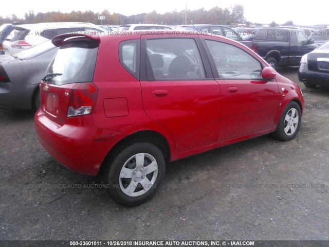KL1TD66677B742479 - 2007 CHEVROLET AVEO LS RED photo 4