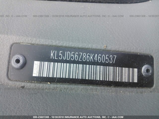 KL5JD56Z86K460537 - 2006 SUZUKI FORENZA GRAY photo 9