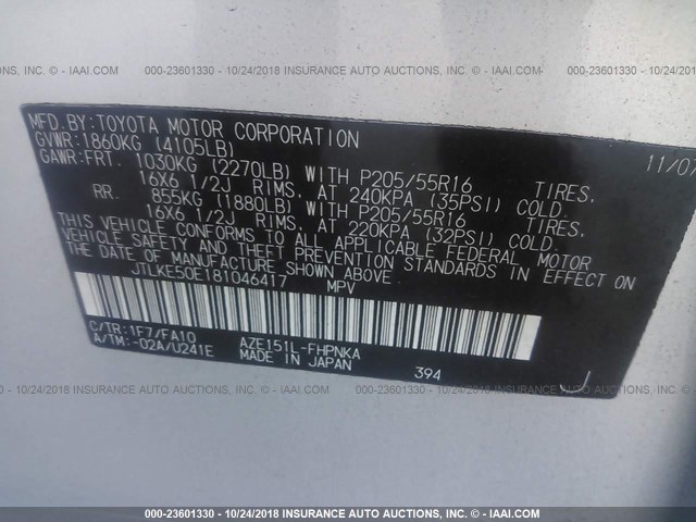 JTLKE50E181046417 - 2008 TOYOTA SCION XB Gümüş foto 9