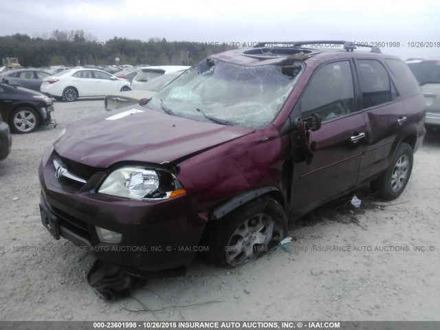 2HNYD18692H528005 - 2002 ACURA MDX TOURING MAROON photo 2