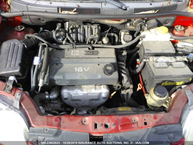 KL1TD566X6B545556 - 2006 CHEVROLET AVEO LS RED photo 10