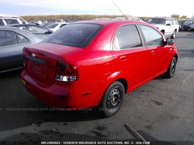 KL1TD566X6B545556 - 2006 CHEVROLET AVEO LS RED photo 4