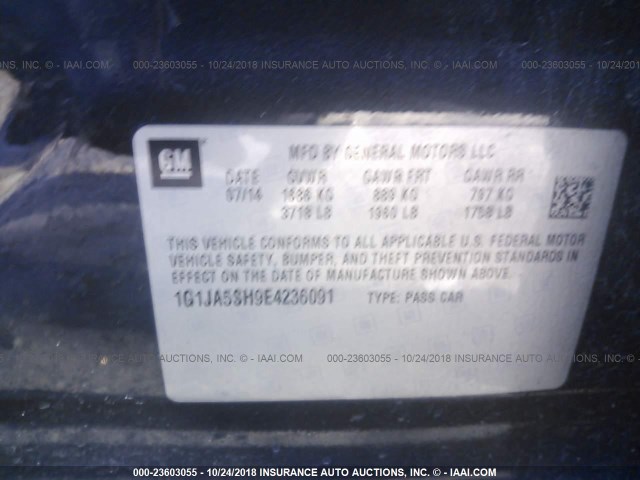 1G1JA5SH9E4236091 - 2014 CHEVROLET SONIC LS BLACK photo 9