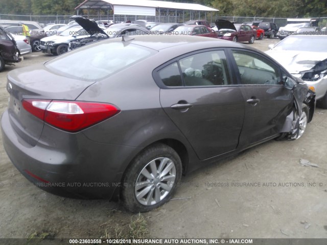 KNAFX4A61E5136399 - 2014 KIA FORTE LX BROWN photo 4