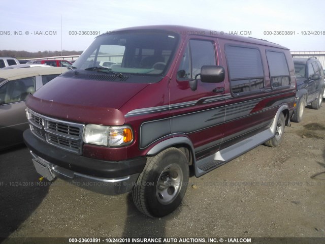 2B6HB21Y8TK173494 - 1996 DODGE RAM VAN B2500 MAROON photo 2