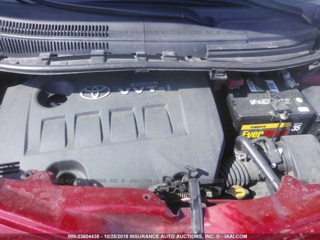 JTKKU104X9J039880 - 2009 TOYOTA SCION XD RED photo 10