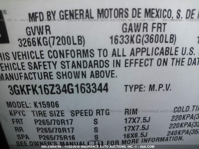 3GKFK16Z34G163344 - 2004 GMC YUKON XL K1500 Dark Blue photo 9