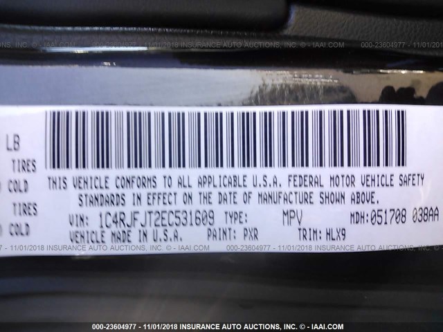 1C4RJFJT2EC531609 - 2014 JEEP GRAND CHEROKEE SUMMIT 黑色 照片 9