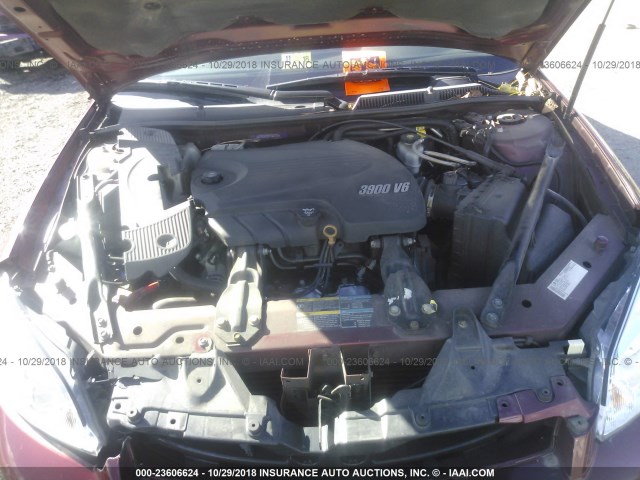 2G1WC57M391236773 - 2009 CHEVROLET IMPALA 2LT BURGUNDY photo 10