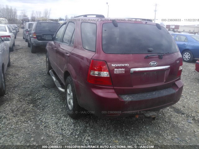 KNDJC735X85797321 - 2008 KIA SORENTO EX/LX RED photo 3