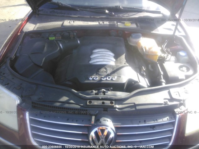 WVWRH63B93P258125 - 2003 VOLKSWAGEN PASSAT GLX MAROON photo 10