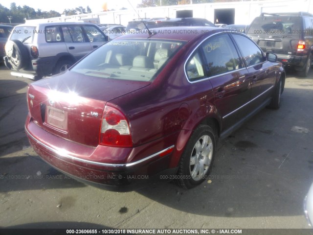 WVWRH63B93P258125 - 2003 VOLKSWAGEN PASSAT GLX MAROON photo 4