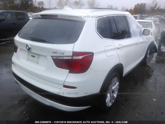 5UXWX7C52CL735750 - 2012 BMW X3 XDRIVE35I WHITE photo 4