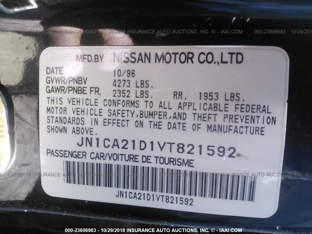 JN1CA21D1VT821592 - 1997 NISSAN MAXIMA GLE/GXE/SE BLACK photo 9