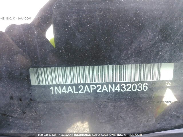 1N4AL2AP2AN432036 - 2010 NISSAN ALTIMA S BLUE photo 9