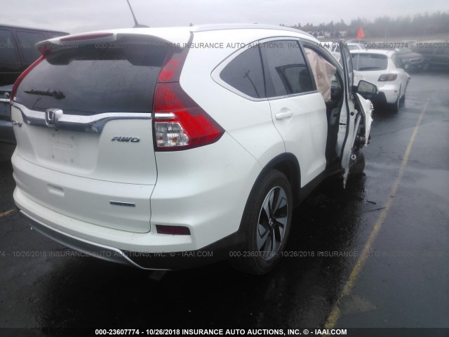 5J6RM4H94GL118111 - 2016 HONDA CR-V TOURING WHITE photo 4