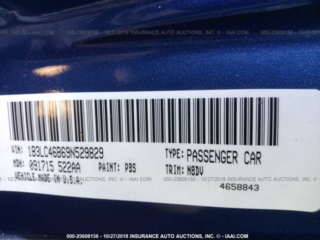 1B3LC46B69N529829 - 2009 DODGE AVENGER SE/SXT BLUE photo 9