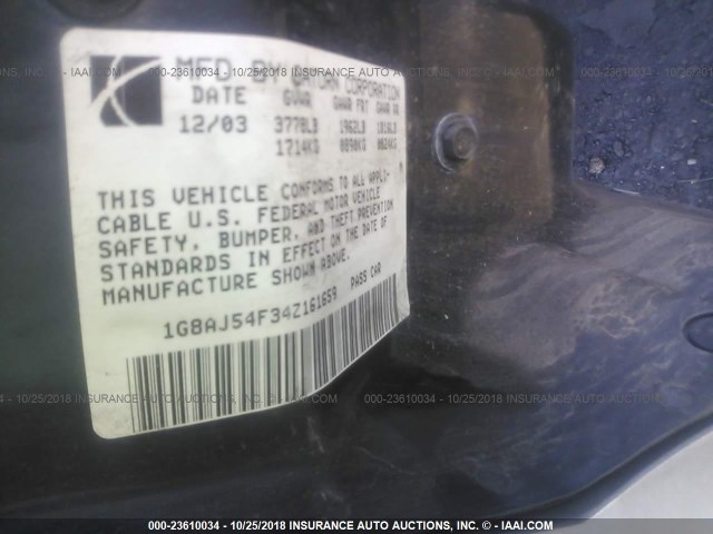 1G8AJ54F34Z161659 - 2004 SATURN ION LEVEL 2 灰色 照片 9