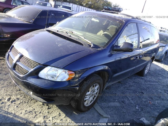 2B4GP44372R754573 - 2002 DODGE GRAND CARAVAN SPORT BLUE photo 2