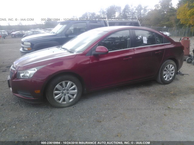 1G1PF5S99B7297648 - 2011 CHEVROLET CRUZE LT RED photo 2