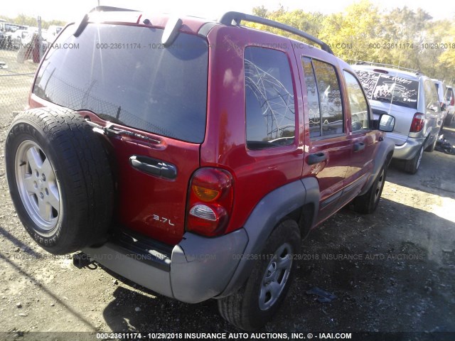 1J4GK48K63W682352 - 2003 JEEP LIBERTY SPORT/FREEDOM წითელი ფოტო 4