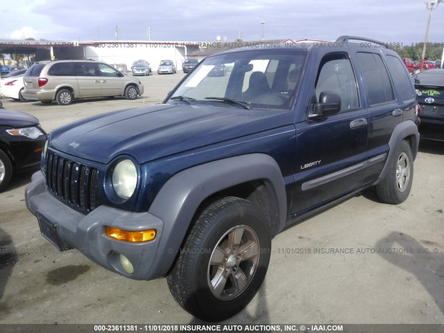 1J4GL48K14W116971 - 2004 JEEP LIBERTY SPORT Dark Blue photo 2