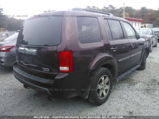 5FNYF4H92AB040739 - 2010 HONDA PILOT TOURING MAROON photo 4