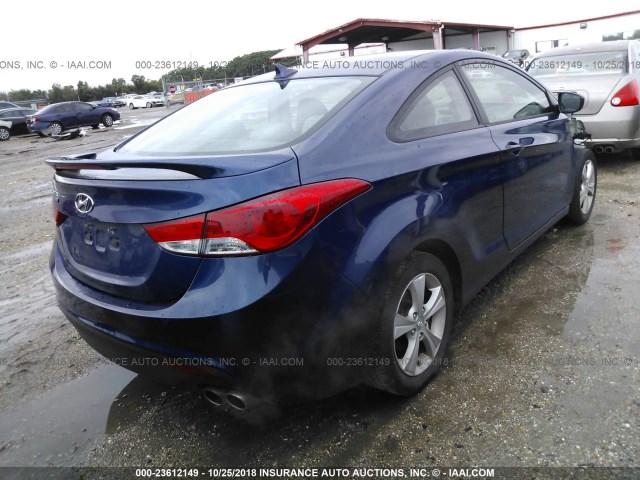 KMHDH6AE2DU017321 - 2013 HYUNDAI ELANTRA COUPE GS/SE BLUE photo 4