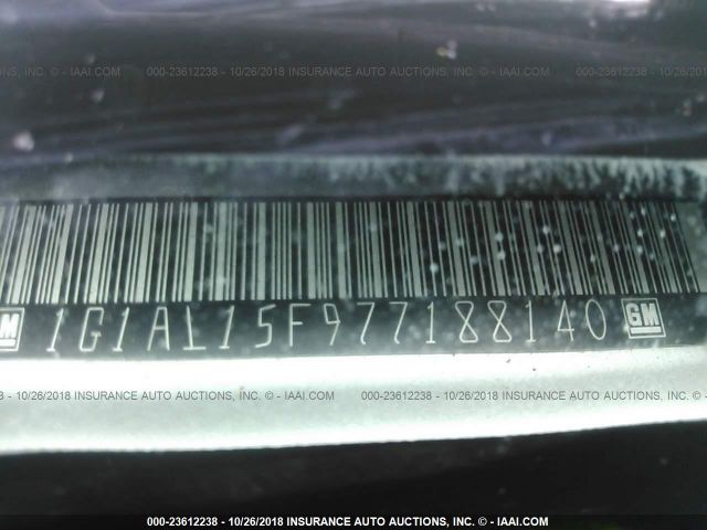 1G1AL15F977188140 - 2007 CHEVROLET COBALT LT SILVER photo 9