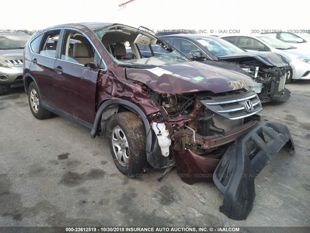 5J6RM3H38EL015440 - 2014 HONDA CR-V LX MAROON photo 1