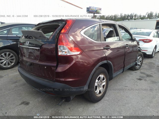 5J6RM3H38EL015440 - 2014 HONDA CR-V LX MAROON photo 4