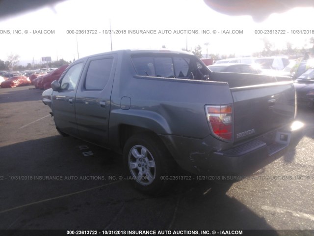 2HJYK16467H503885 - 2007 HONDA RIDGELINE RTS GRAY photo 3