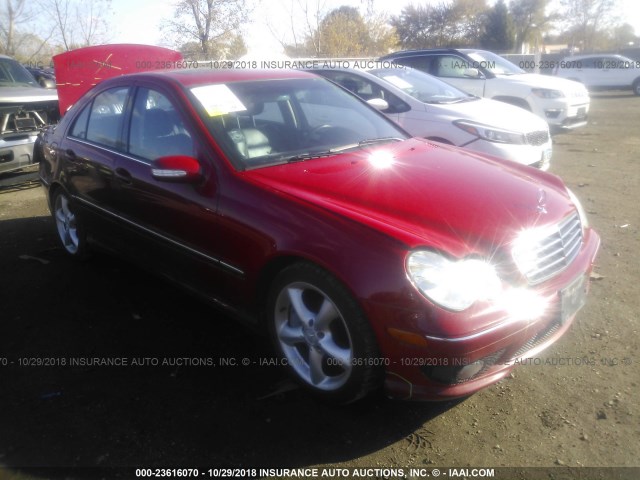 WDBRF40J75F667382 - 2005 MERCEDES-BENZ C 230K SPORT SEDAN RED photo 1