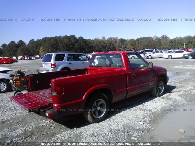 1GCCS1440W8100880 - 1998 CHEVROLET S TRUCK S10 RED photo 4