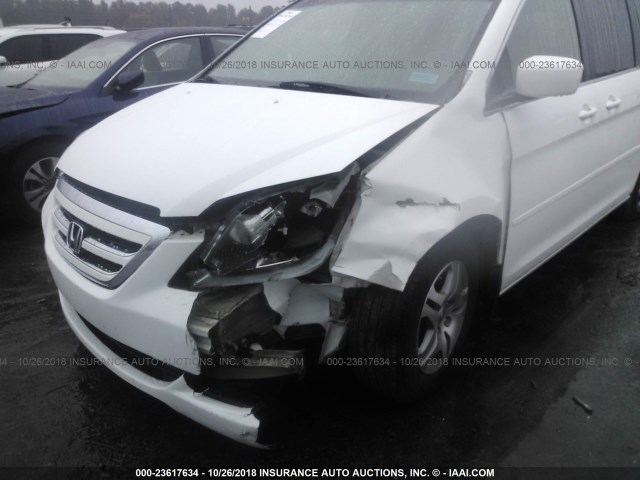 5FNRL38766B022418 - 2006 HONDA ODYSSEY EXL WHITE photo 6